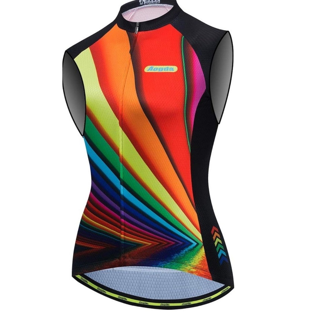 AOGDA Cycling Vest Women S Multicolor NEW Sleeveless Jersey Bike Shirt Full Zip